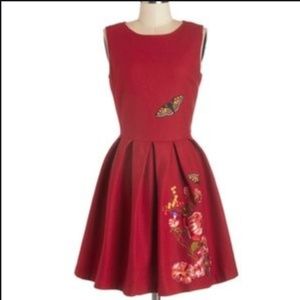 Modcloth Embroidered Wool Butterfly Dress UK10